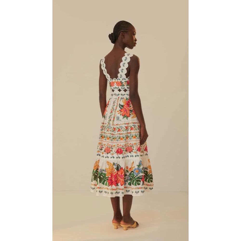 Farm Rio NEW Bloom Garden Off White Midi Dress, Med - Picture 3 of 14